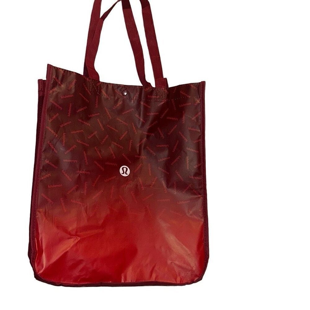 Lululemon Red Ombre Snap Reusable Retail Paper Shopping Tote Bag Ladies Small